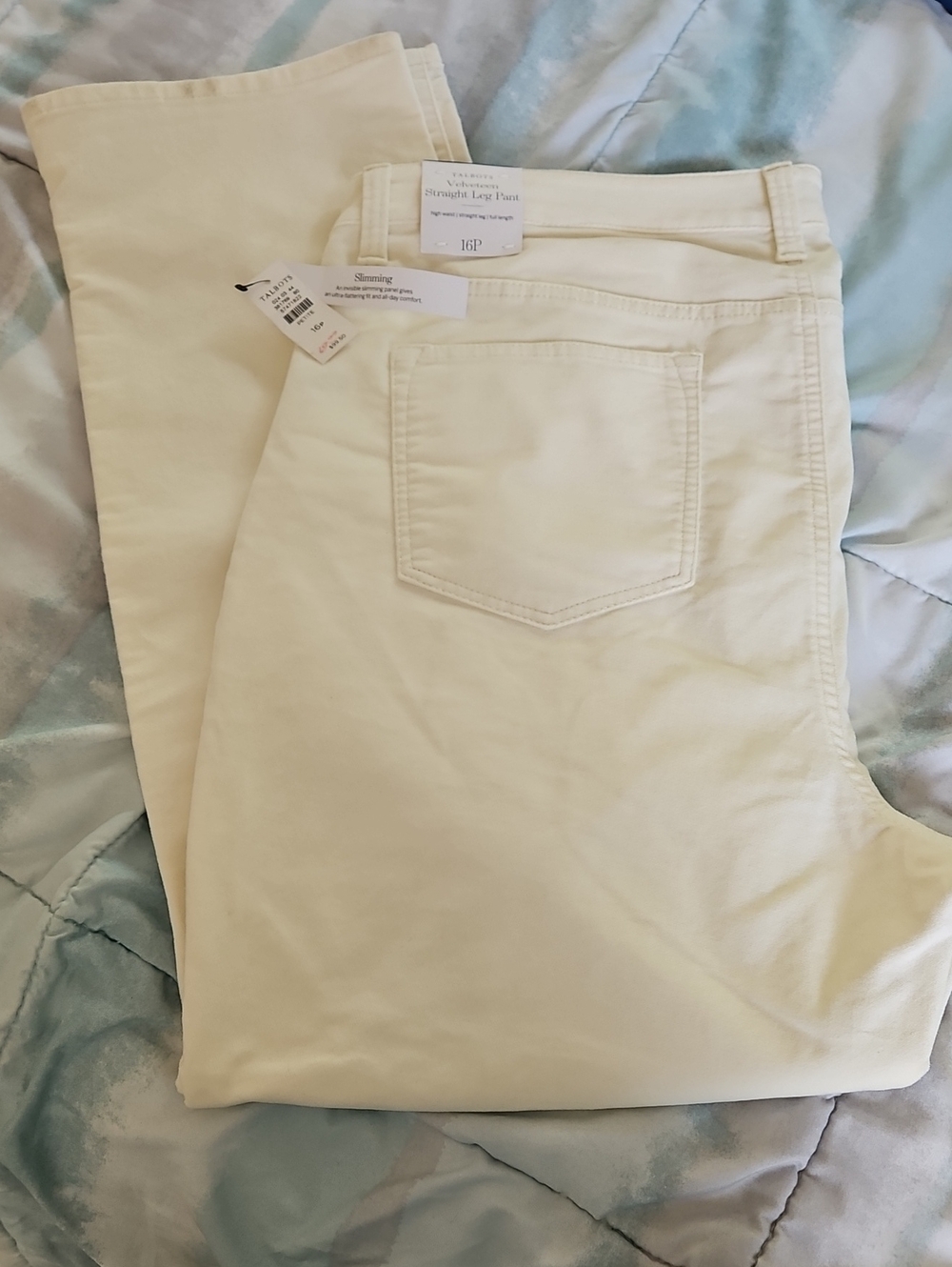 NWT Talbots Velveteen Straight Leg Pant High Waist Straight Leg Size 16P